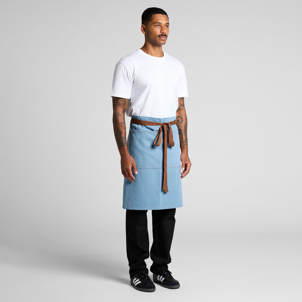 AS Colour Denim Half Apron 1085 model turn view