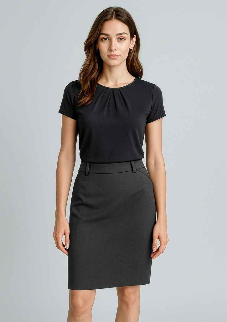 Cool Stretch Womens Multi-Pleat Skirt - Charcoal