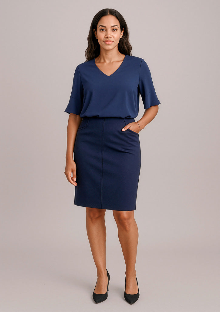 Siena Womens Bandless Pencil Skirt - Marine