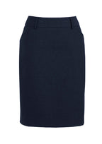Comfort Wool Stretch Womens Multi-Pleat Skirt - Navy