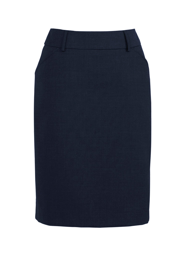 Comfort Wool Stretch Womens Multi-Pleat Skirt - Navy