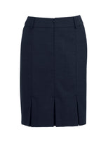 Comfort Wool Stretch Womens Multi-Pleat Skirt - Navy back
