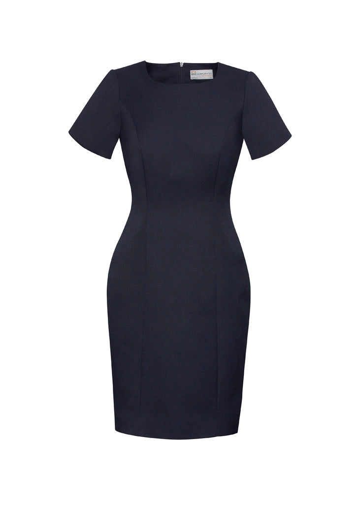 Cool Stretch Womens Short Sleeve Shift Dress - Navy