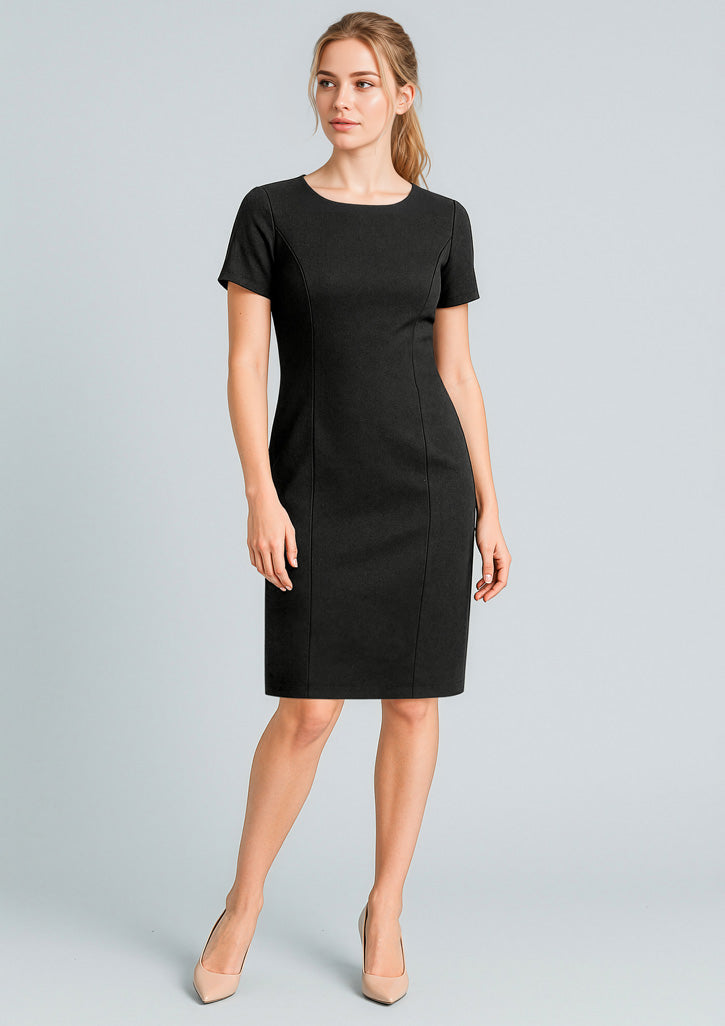 Cool Stretch Womens Short Sleeve Shift Dress - Black