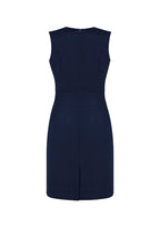 Cool Stretch Womens Sleeveless V-Neck Dress - Navy back