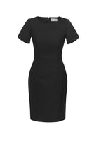Comfort Wool Stretch Womens Short Sleeve Shift Dress - Black back
