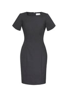 Comfort Wool Stretch Womens Short Sleeve Shift Dress - Charcoal