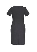 Comfort Wool Stretch Womens Short Sleeve Shift Dress - Charcoal back
