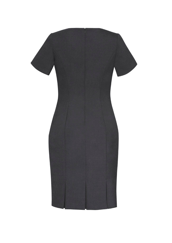 Comfort Wool Stretch Womens Short Sleeve Shift Dress - Charcoal back