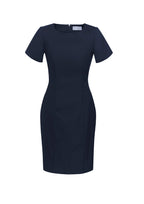 Comfort Wool Stretch Womens Short Sleeve Shift Dress - Navy back