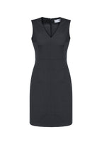 Comfort Wool Stretch Womens Sleeveless V-Neck Dress - Charcoal