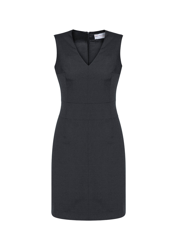 Comfort Wool Stretch Womens Sleeveless V-Neck Dress - Charcoal