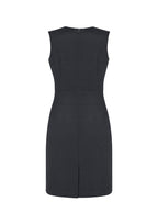Comfort Wool Stretch Womens Sleeveless V-Neck Dress - Charcoal back