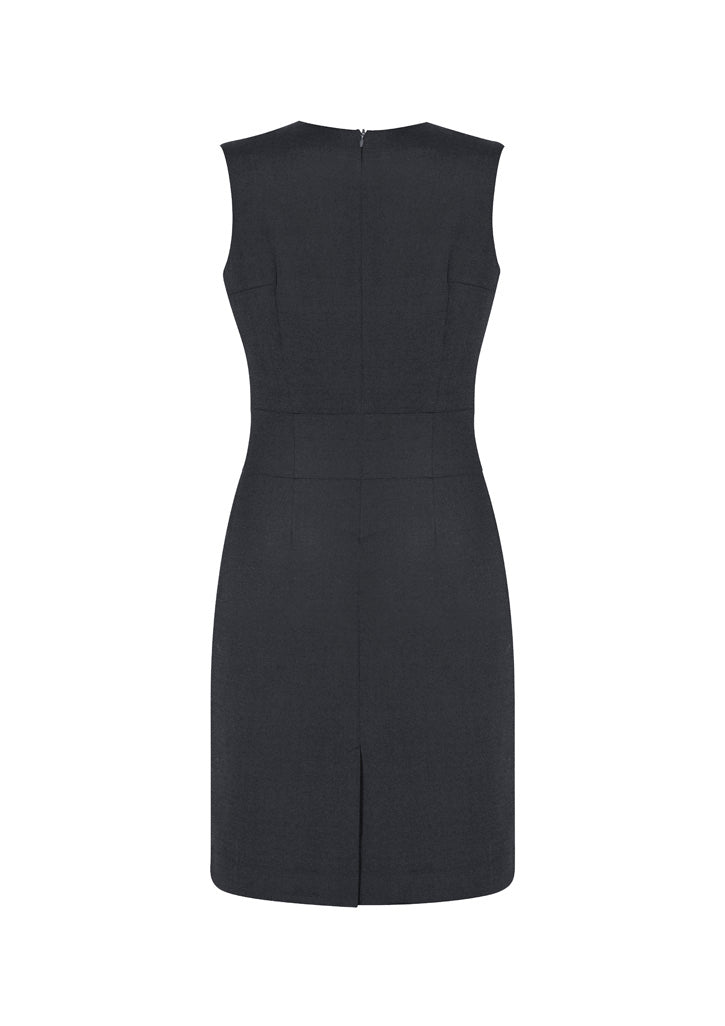Comfort Wool Stretch Womens Sleeveless V-Neck Dress - Charcoal back