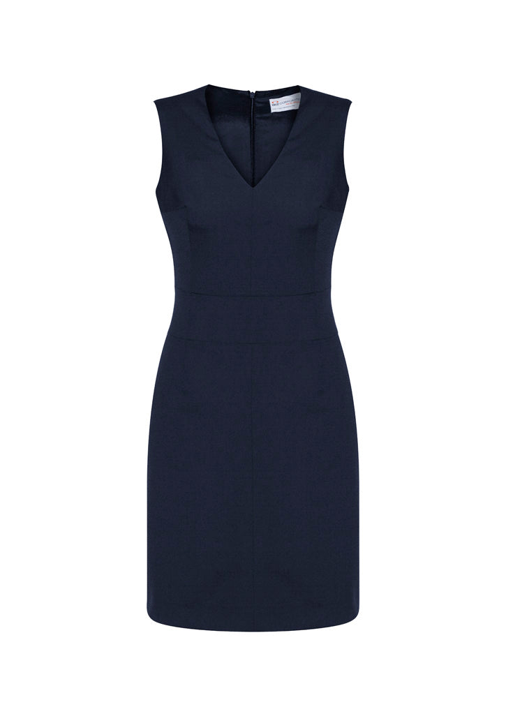 Comfort Wool Stretch Womens Sleeveless V-Neck Dress - Navy