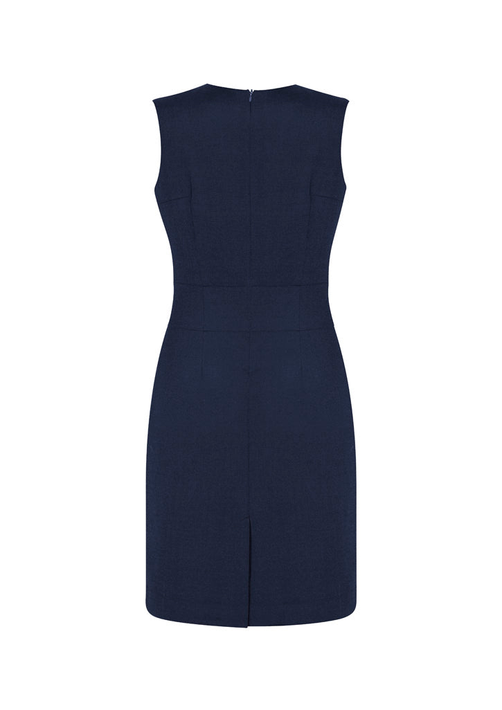 Comfort Wool Stretch Womens Sleeveless V-Neck Dress - Navy back