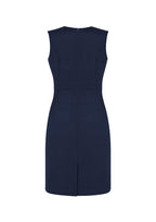 Comfort Wool Stretch Womens Sleeveless V-Neck Dress - Navy back