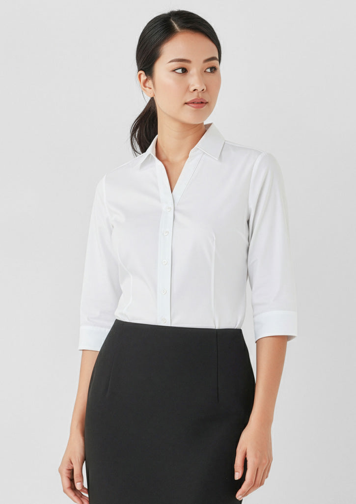 Hudson Womens 3/4 Sleeve Shirt - White