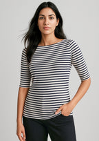 Camille Womens Short Sleeve T-Top - Dark Navy/Ivory