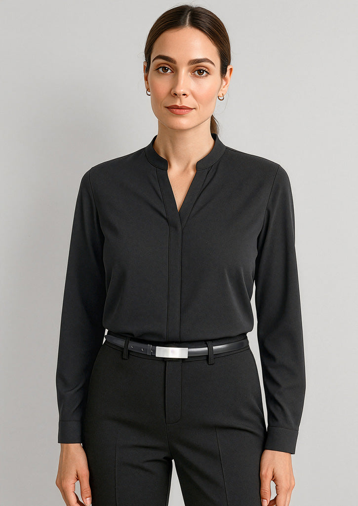 Juliette Womens Long Sleeve Blouse - Black
