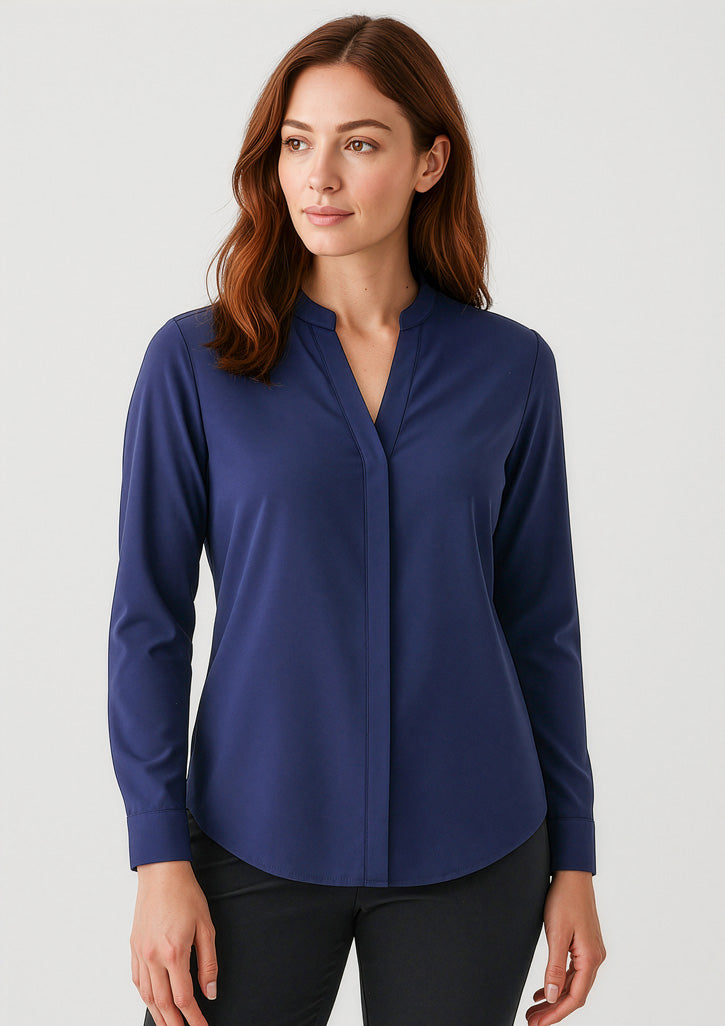 Juliette Womens Long Sleeve Blouse - Navy
