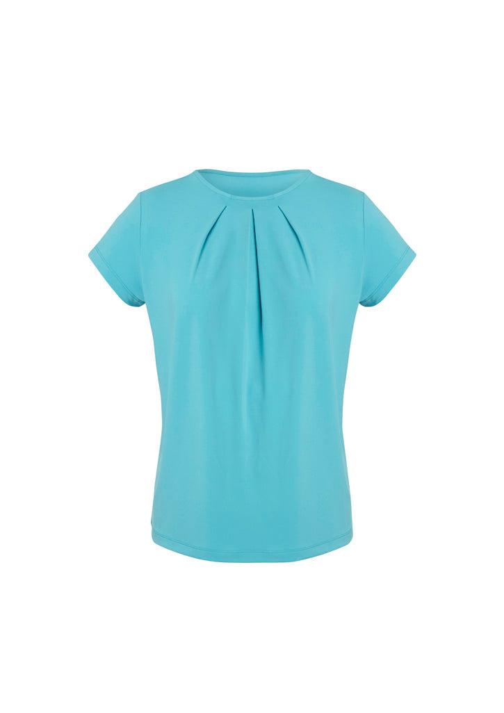 Blaise Womens Short Sleeve Top - Aqua back