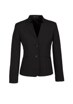 Comfort Wool Stretch Womens Short Jacket with Reverse Lapel - Black back