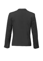 Comfort Wool Stretch Womens Short Jacket with Reverse Lapel - Charcoal back