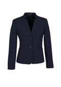 Comfort Wool Stretch Womens Short Jacket with Reverse Lapel - Navy