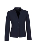 Comfort Wool Stretch Womens Short Jacket with Reverse Lapel - Navy