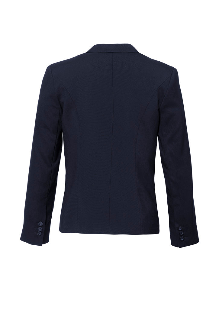Comfort Wool Stretch Womens Short Jacket with Reverse Lapel - Navy back