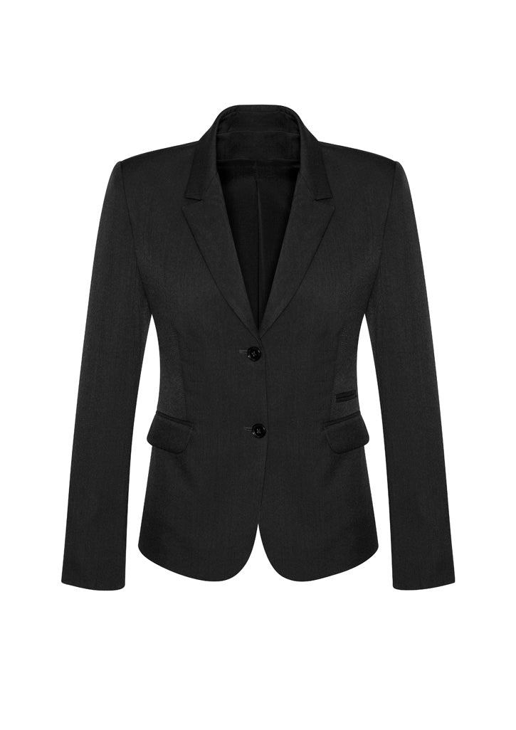 Comfort Wool Stretch Womens 2 Button Mid Length Jacket - Black back