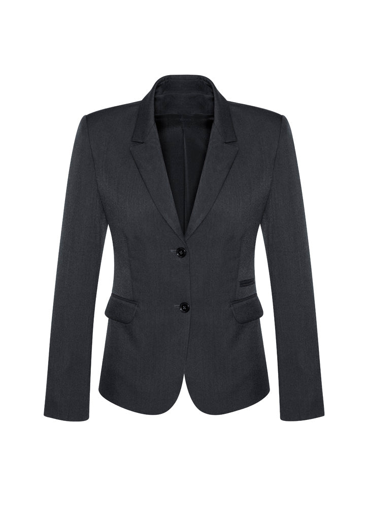 Comfort Wool Stretch Womens 2 Button Mid Length Jacket - Charcoal
