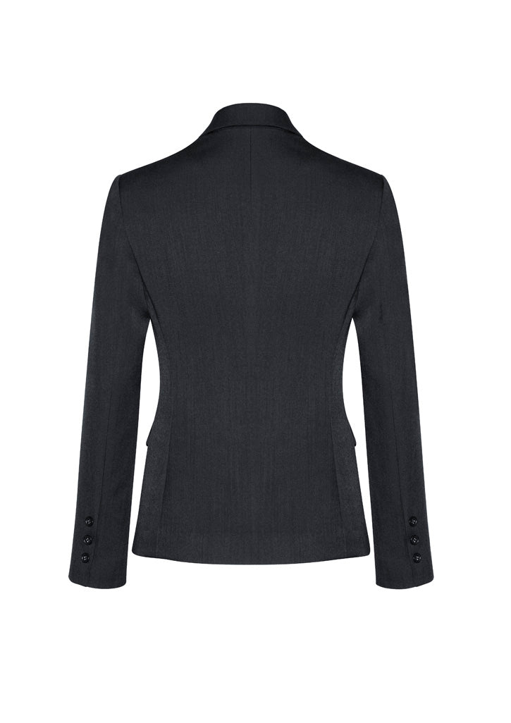 Comfort Wool Stretch Womens 2 Button Mid Length Jacket - Charcoal back