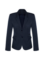 Comfort Wool Stretch Womens 2 Button Mid Length Jacket - Navy
