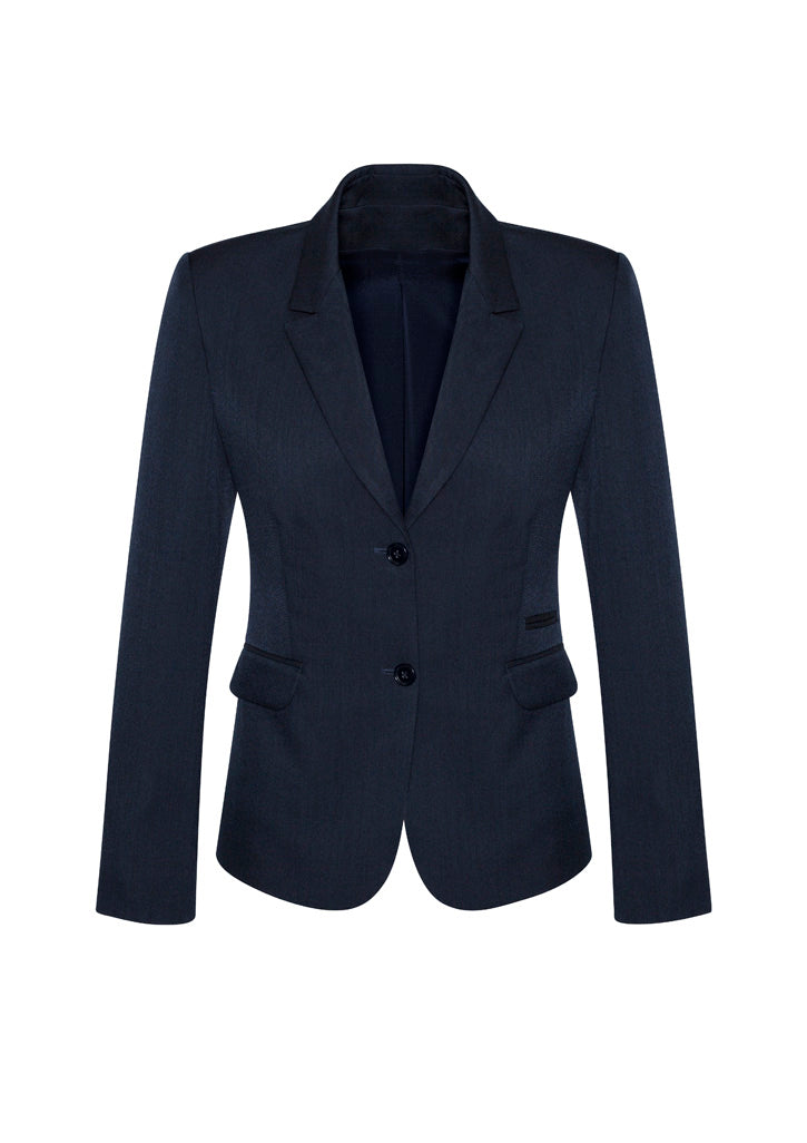 Comfort Wool Stretch Womens 2 Button Mid Length Jacket - Navy