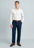 Cool Stretch Mens Flat Front Pant (Regular) - Navy