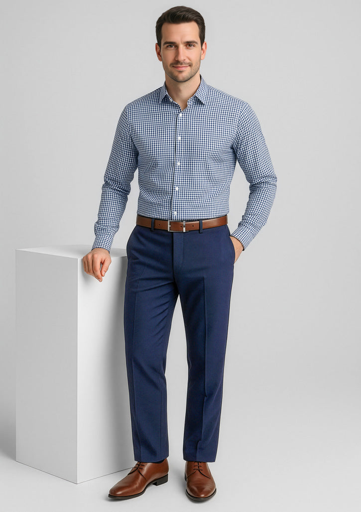 Comfort Wool Stretch Mens Flat Front Pant - Navy