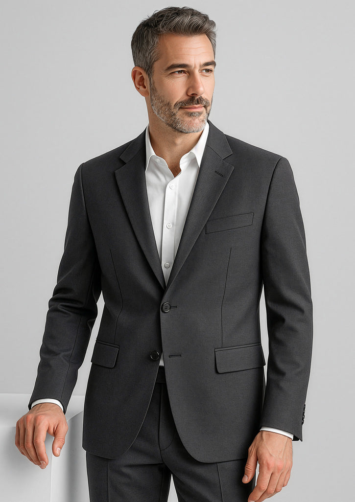 Comfort Wool Stretch Mens 2 Button Classic Jacket - Charcoal