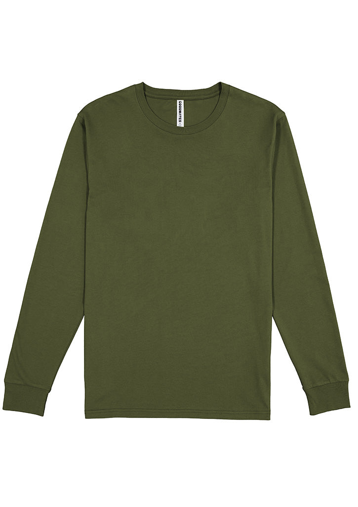Basis Mens Long Sleeve Tee - Army back