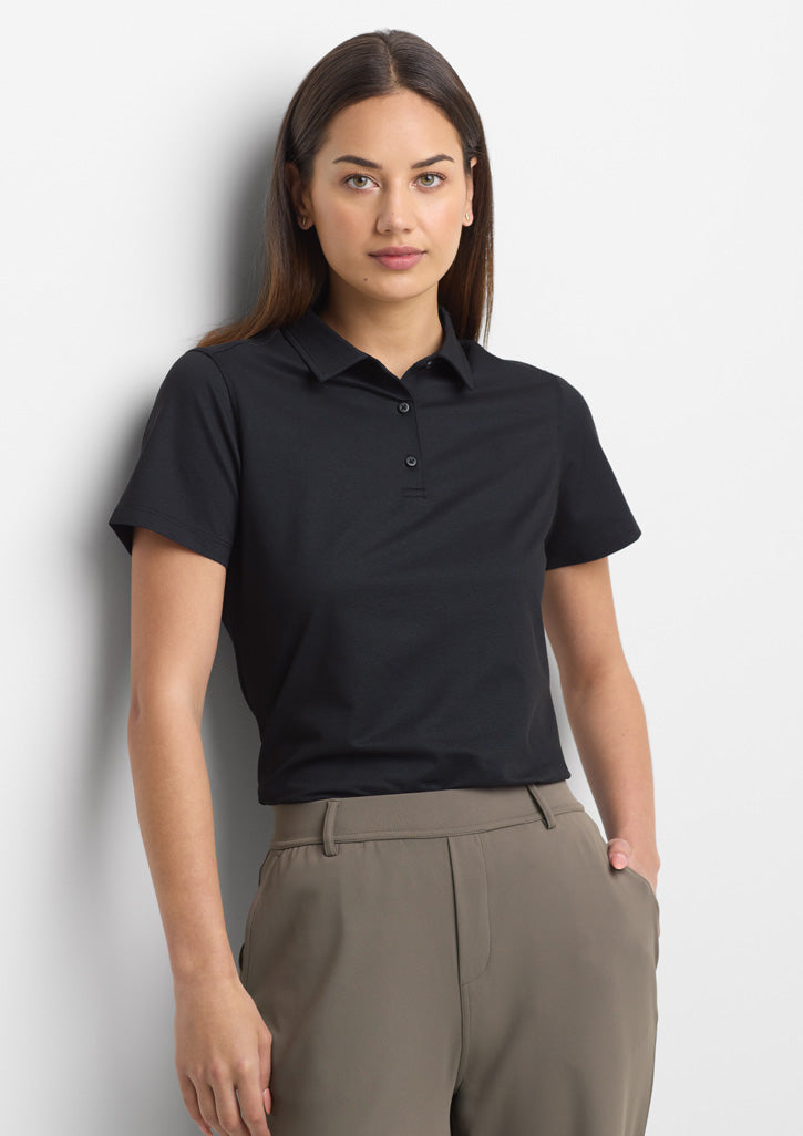 Womens Venture Short Sleeve Polo - Black