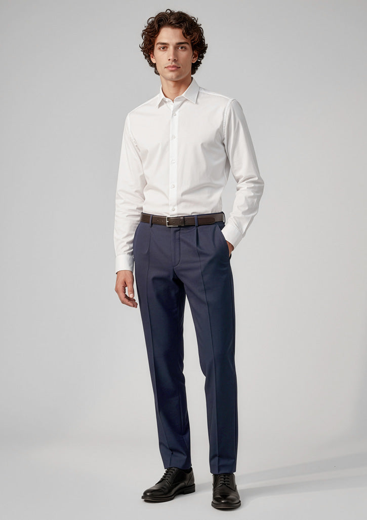Mens Classic Pleat Pant - CAFEWEAR NZ - Navy / 72