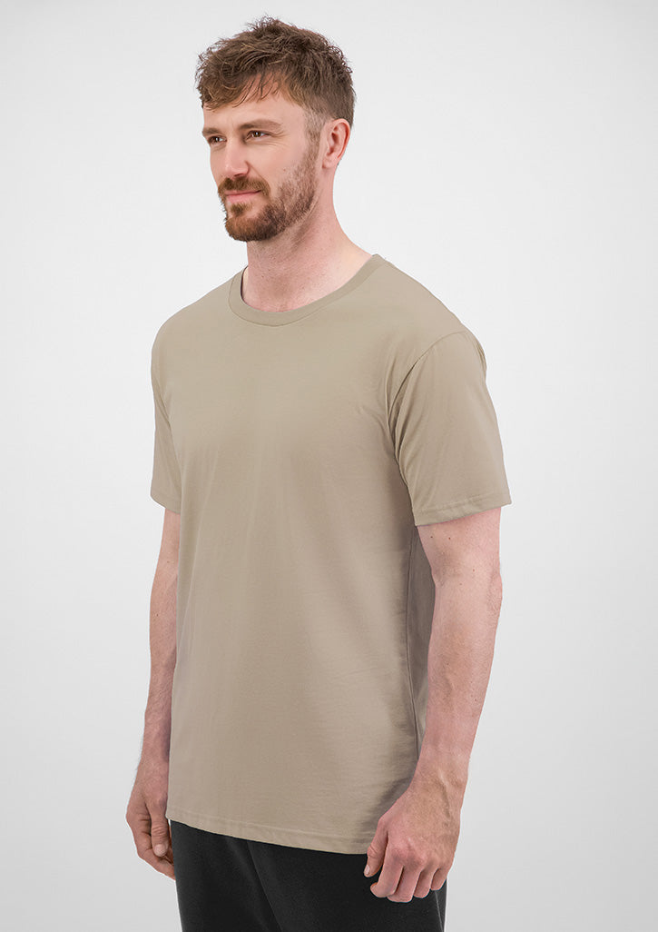 Basis Mens Short Sleeve Tee - Biscuit back