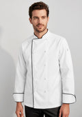 Mens Al Dente Long Sleeve Chef Jacket - White/Black