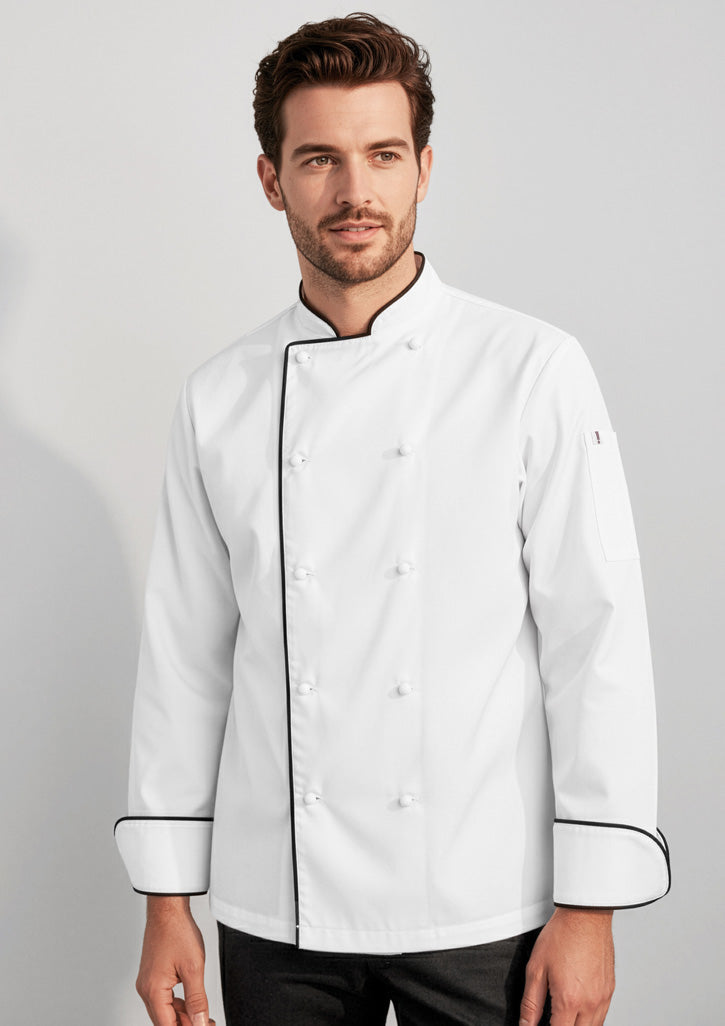 Mens Al Dente Long Sleeve Chef Jacket - White/Black