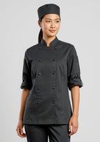 Womens Gusto Long Sleeve Chef Jacket - Black
