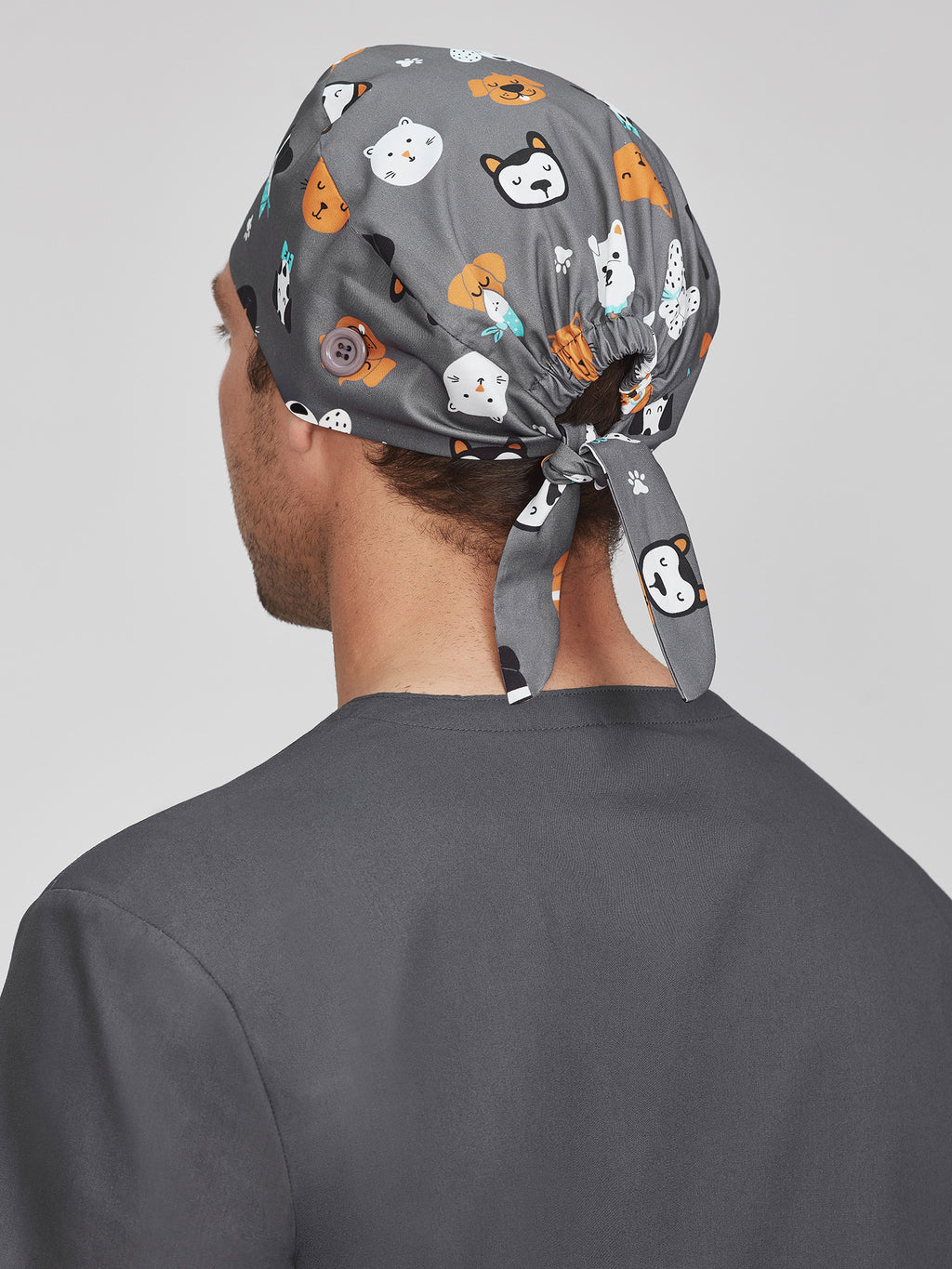 Printed Unisex Scrub Cap - Cheeky Pets back
