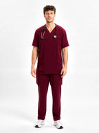 Avery Mens Straight Leg Scrub Pant - Burgundy