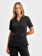 Riley Womens Stretch Scrub Top - Black