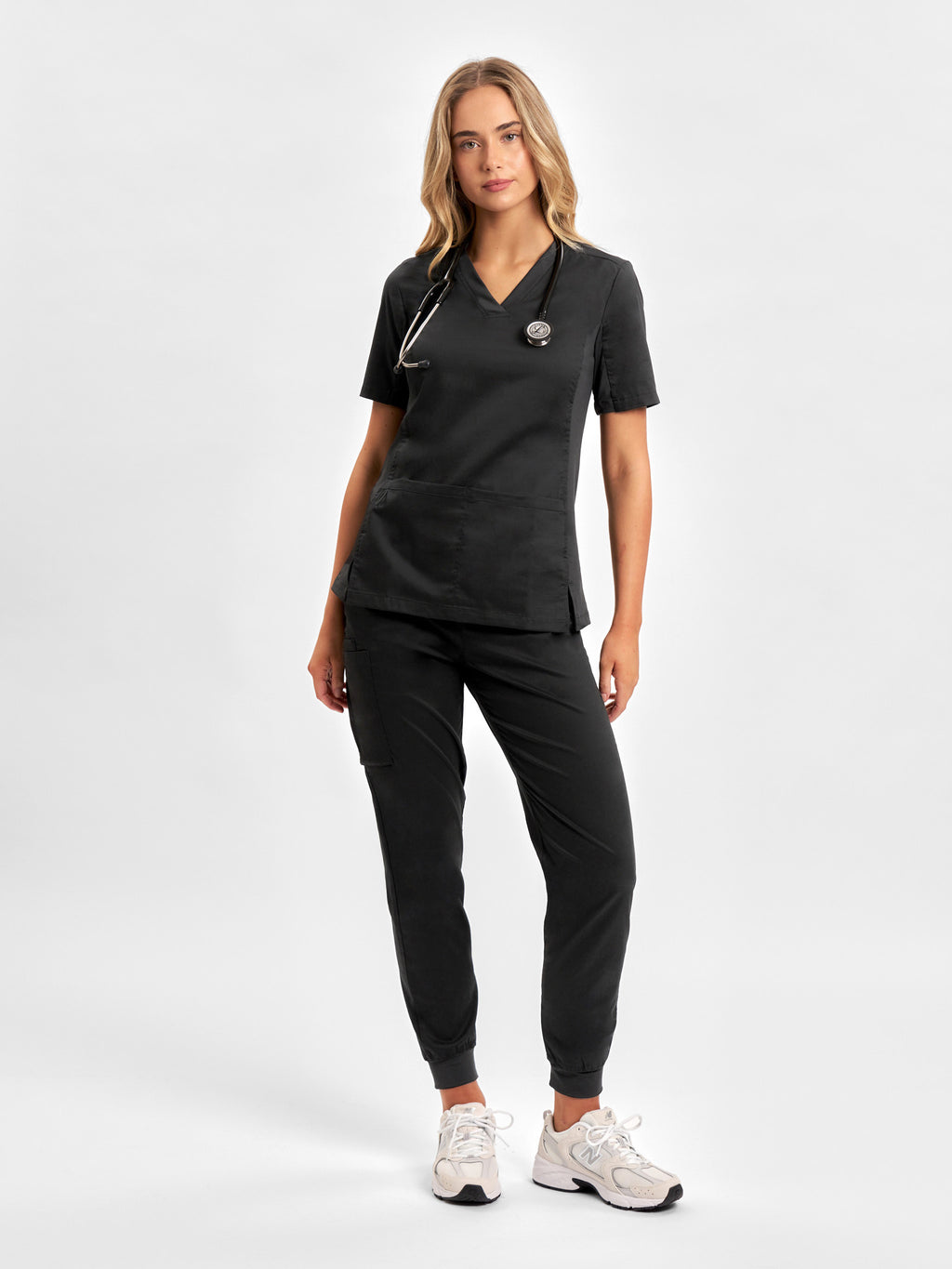 Riley Womens Stretch Scrub Top - Black back